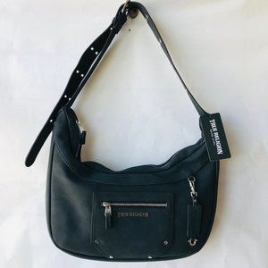 True Religion Black Shoulder Bag Zipped  14” x 8” x 2”